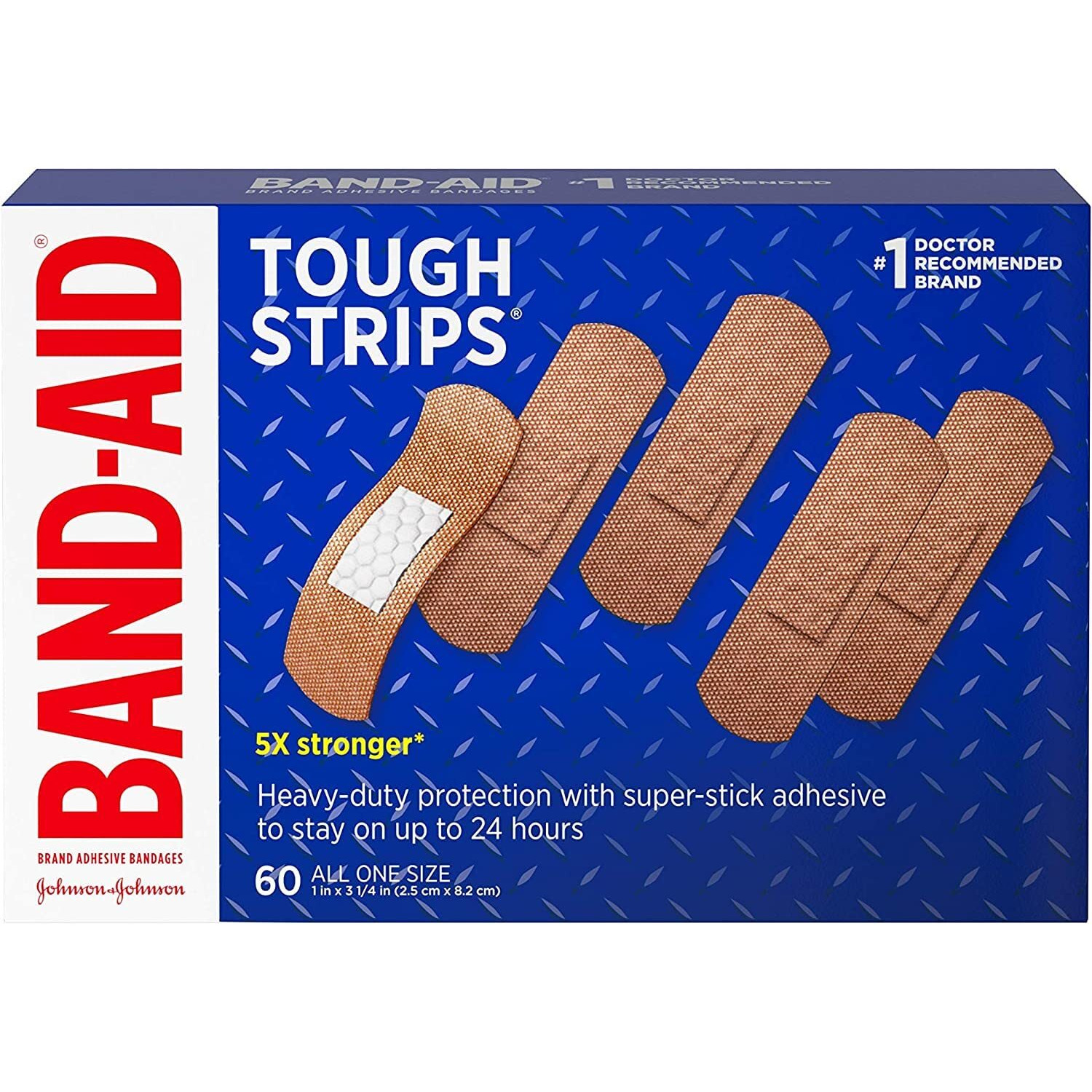 BAND-AID Brand TOUGH STRIPS Bandages ALL ONE SIZE, 60 COUNT