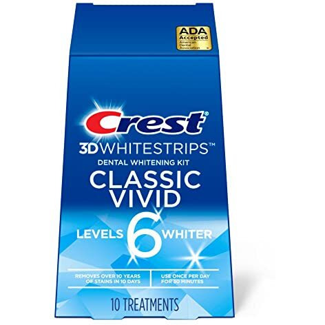 Crest 3D Whitestrips, Classic Vivid, Teeth Whitening Strip Kit, 20 Strips (10 Count Pack)