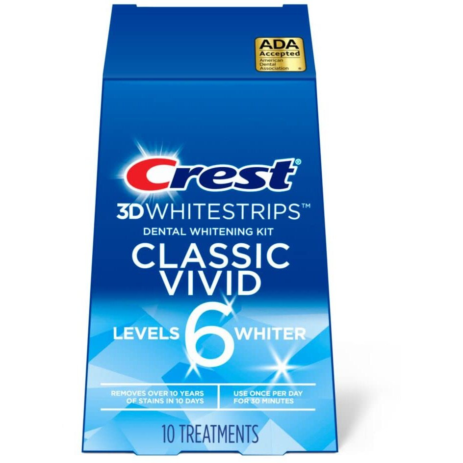 Crest 3D Whitestrips, Classic Vivid, Teeth Whitening Strip Kit, 20 Strips (10 Count Pack)