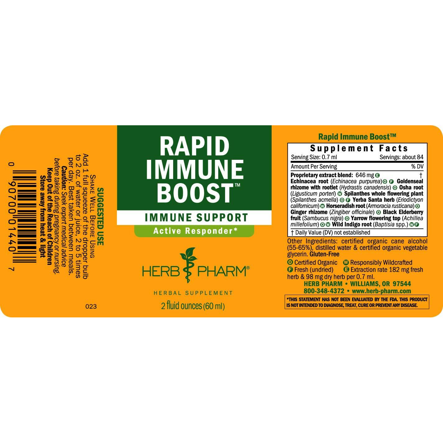 Herb Pharm Rapid Immune Boost Liquid Herbal Formula for Active Immune Support - 2 Fl Oz