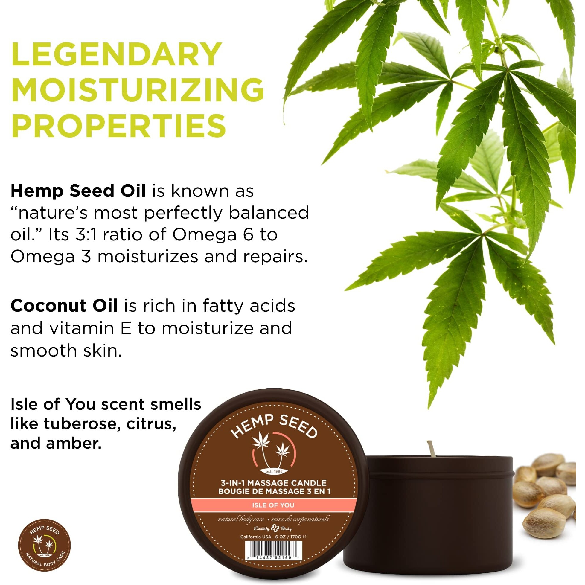 Earthly Body Round Massage Candle 3 N 1 Isle Of You 6oz(D0102H5IMEG.)