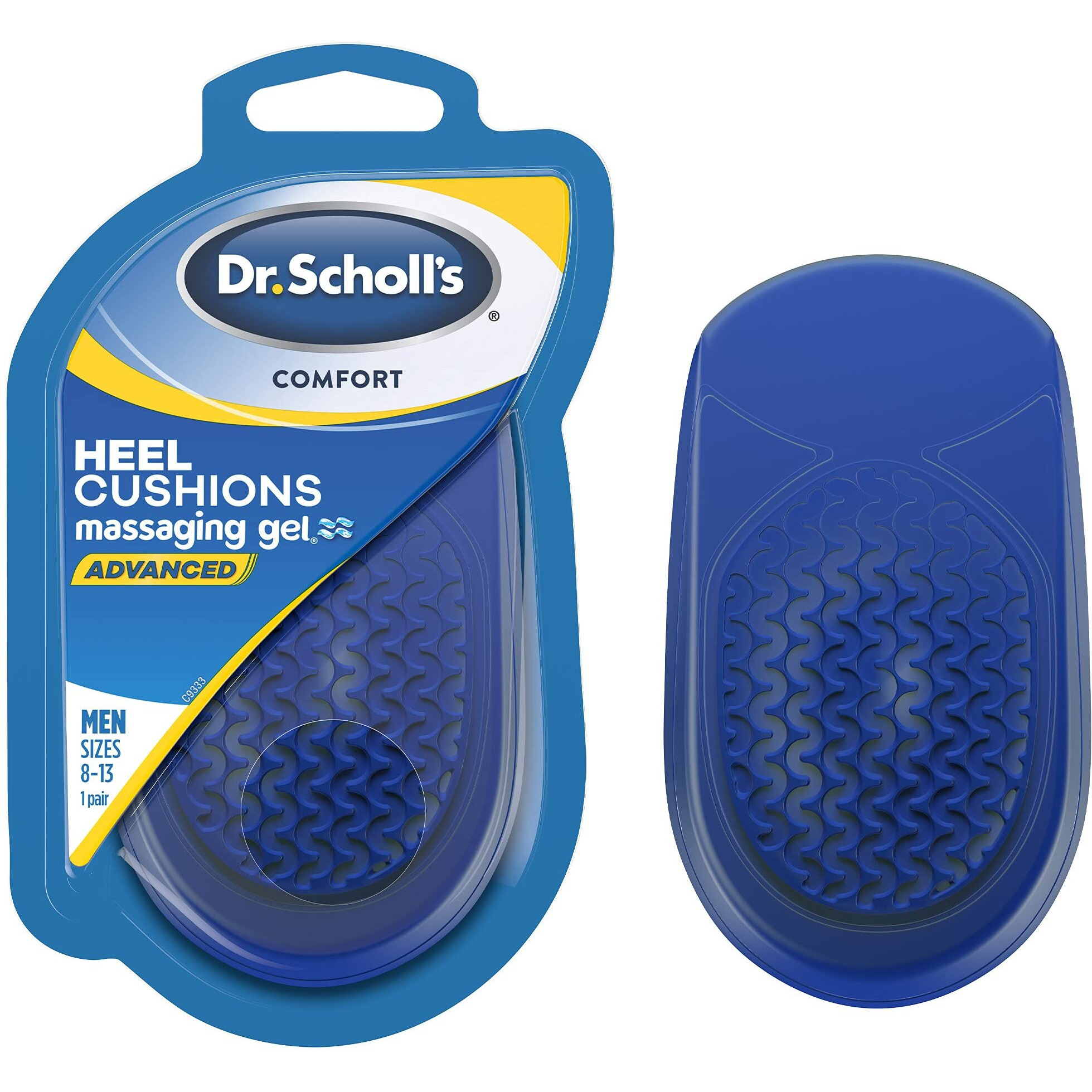 Dr. Scholl's Heel Cushions with Massaging Gel Advanced // All-Day Shock Absorption and Cushioning to Relieve Heel Discomfort (for Men's 8-13, Also Available for Women's 6-10)