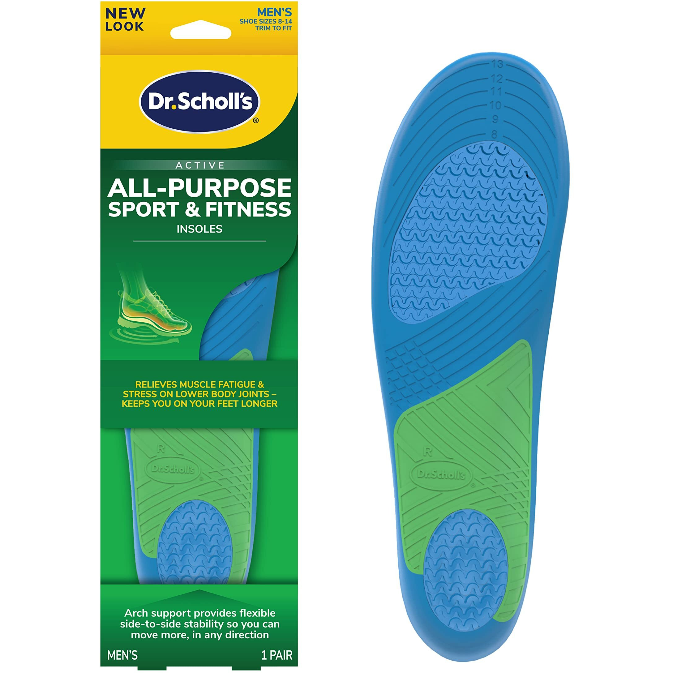 Dr. Scholl's Sport & Fitness All-Purpose Comfort Insoles,Men's, 1 Pair, Trim to Fit Inserts