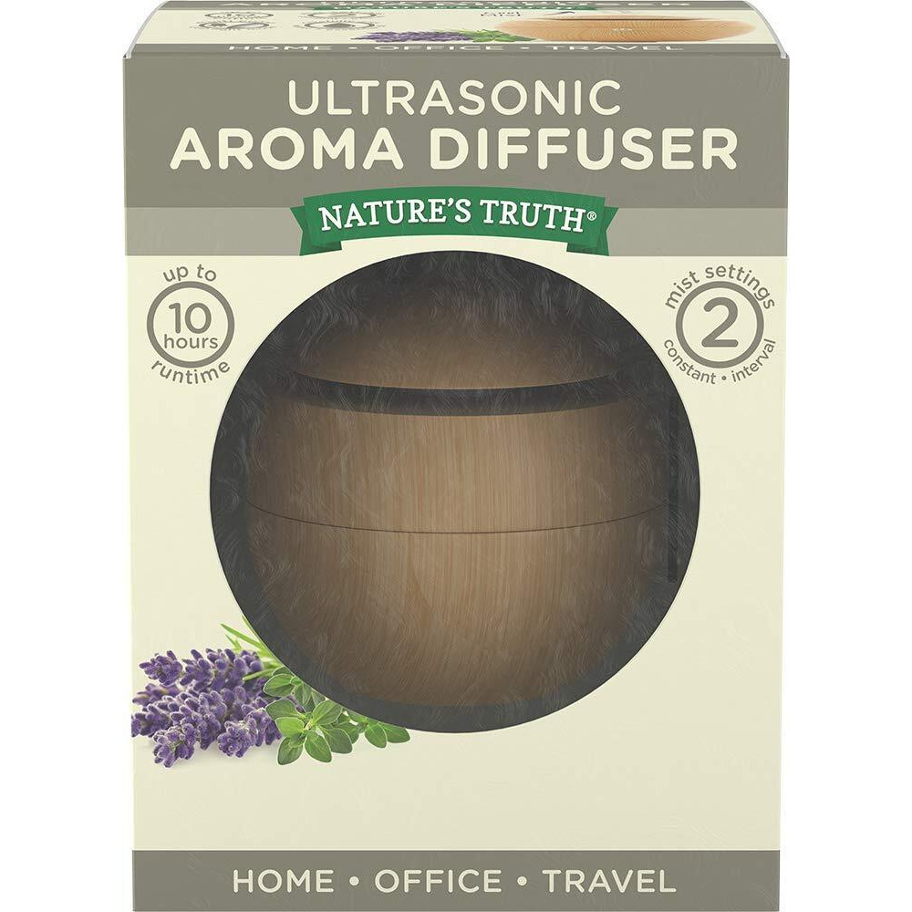 Nature's Truth Ultra-Sonic Aromatherapy Elegant Wood-Look Diffuser w/USB Adapter
