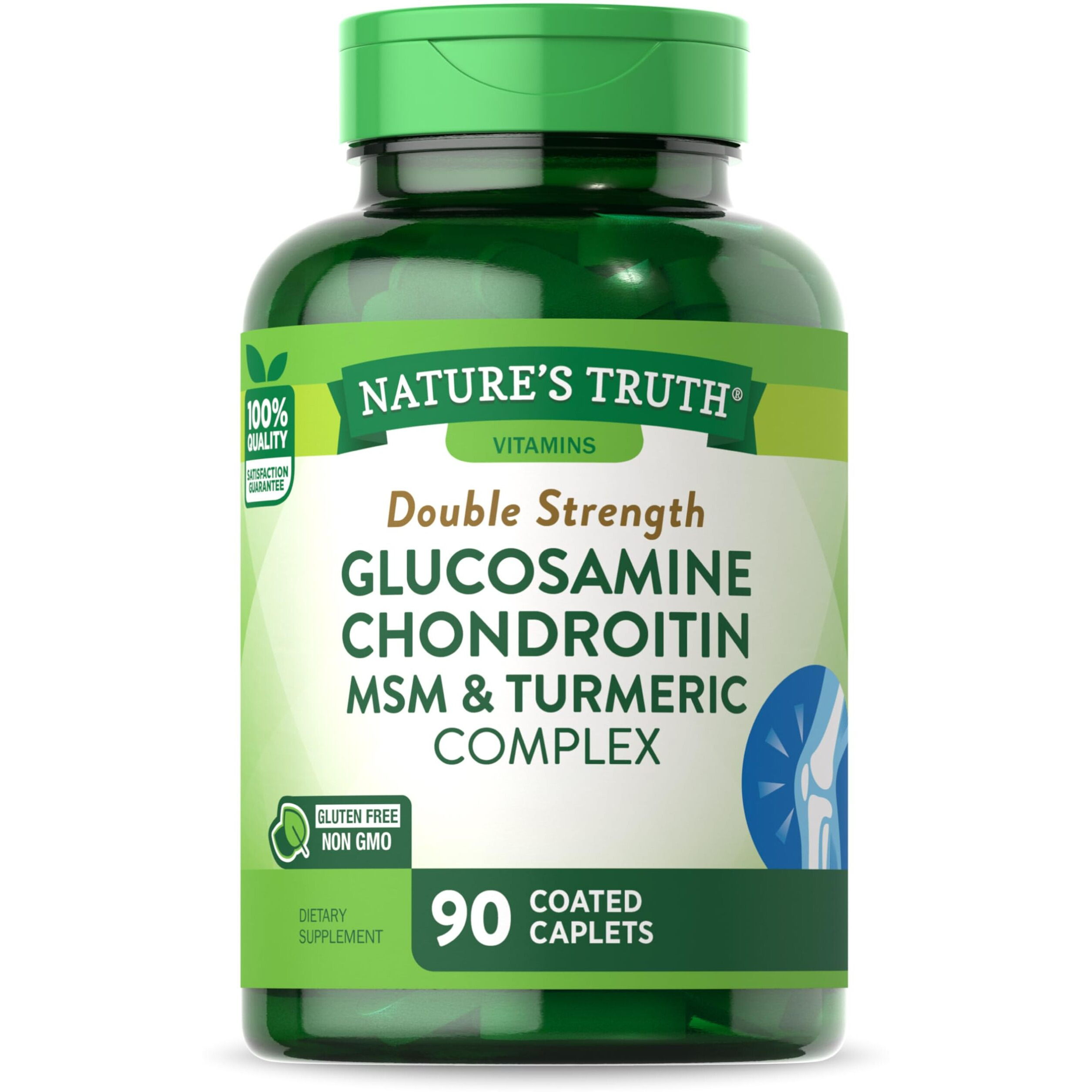 Nature's Truth Glucosamine Chondroitin MSM Complex | 90 Caplets | Double Strength Supplement | Non-GMO & Gluten Free