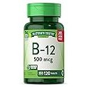 B12 Vitamin | 500 mcg | 120 Tablets | Vegetarian, Non-GMO & Gluten Free Supplement | by Nature's Truth