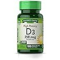 Nature's Truth Vitamin D3 10000iu | 100 Quick Release Softgels | High Potency Formula | Non-GMO and Gluten Free Supplement