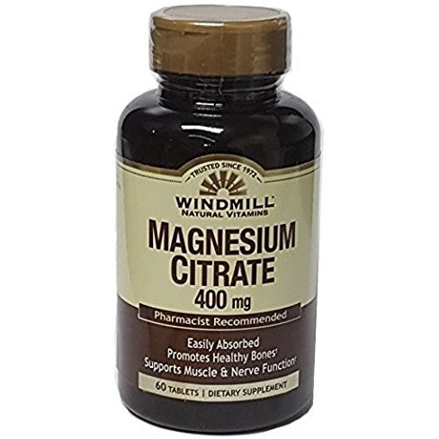 Windmill Natural Vitamins Magnesium Citrate 400mg 60 Tablets (Pack of 3)