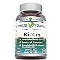 Amazing Formulas Biotin Supplement -10,000mcg Capsules (Non-GMO,Gluten Free)- Supports Healthy Hair, Skin & Nails - Promotes Cell Rejuvenation (100 Count)