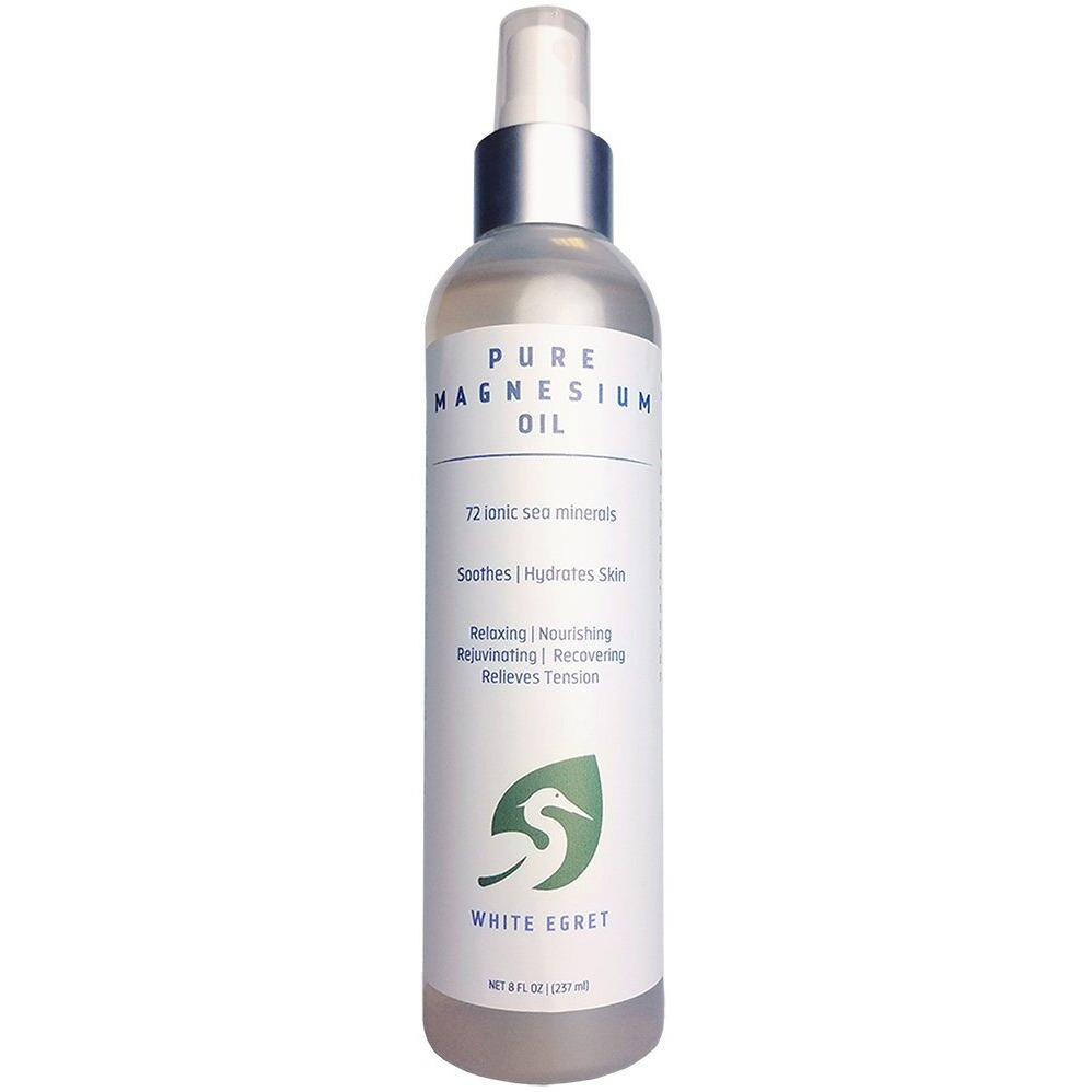 White Egret | Magnesium Oil Spray Sensitive Skin with 72 Ionic sea Minerals | Soothing, Nourishing, rejuvenating and Recovering Properties | 8 Fl Oz