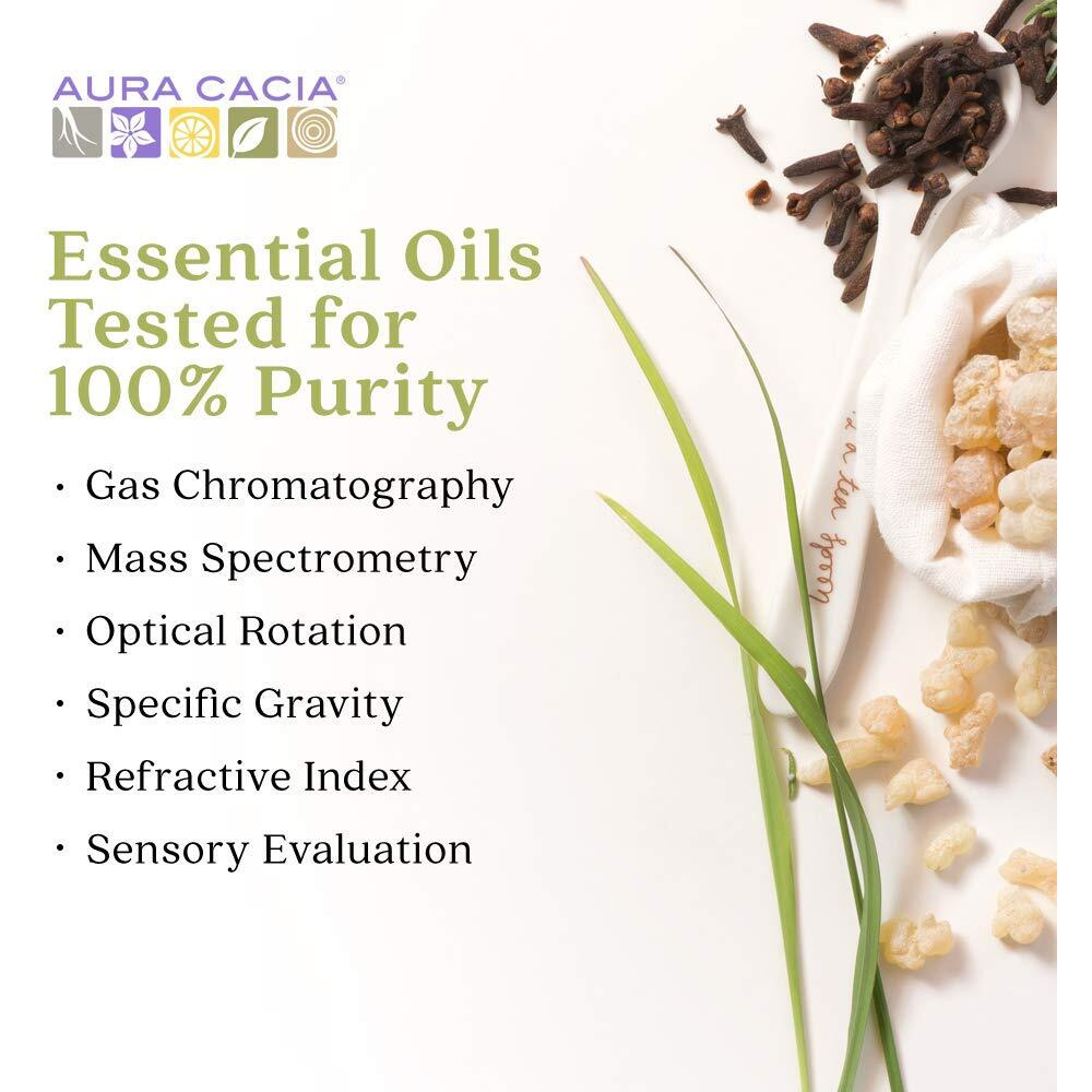 Aura Cacia 100% Pure Frankincense Essential Oil | Certified Organic, GC/MS Tested for Purity | 7.4 ml (0.25 fl. oz.) | Boswellia Sacra