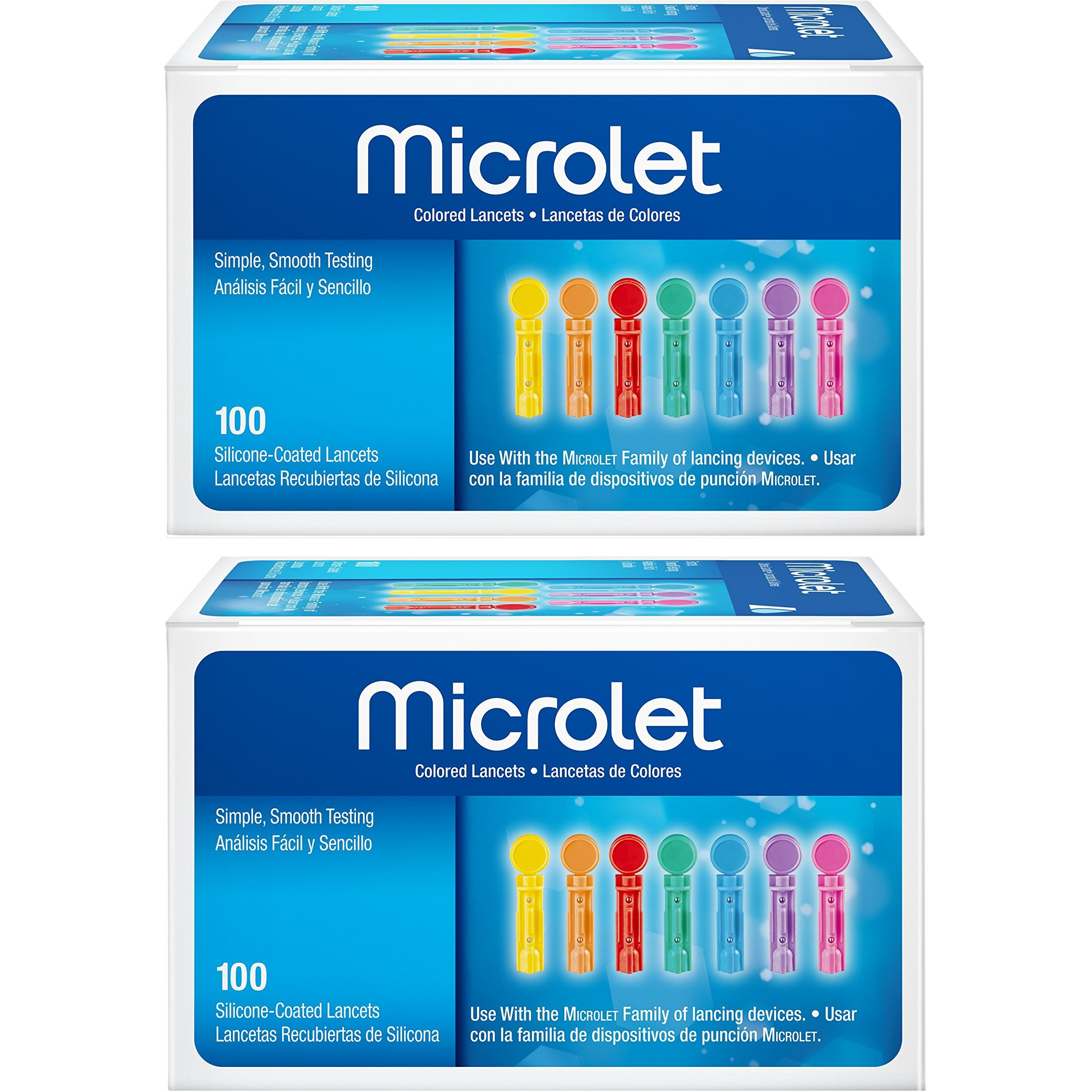Microlet Colored Lancets, 100 Count (2 Pack)