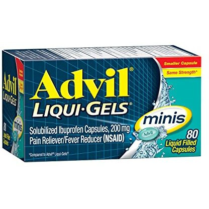 Advil Liqui-Gels Minis Pain Reliever and Fever Reducer, Pain Medicine for Adults with Ibuprofen 200mg for Pain Relief - 80 Liquid Filled Capsules