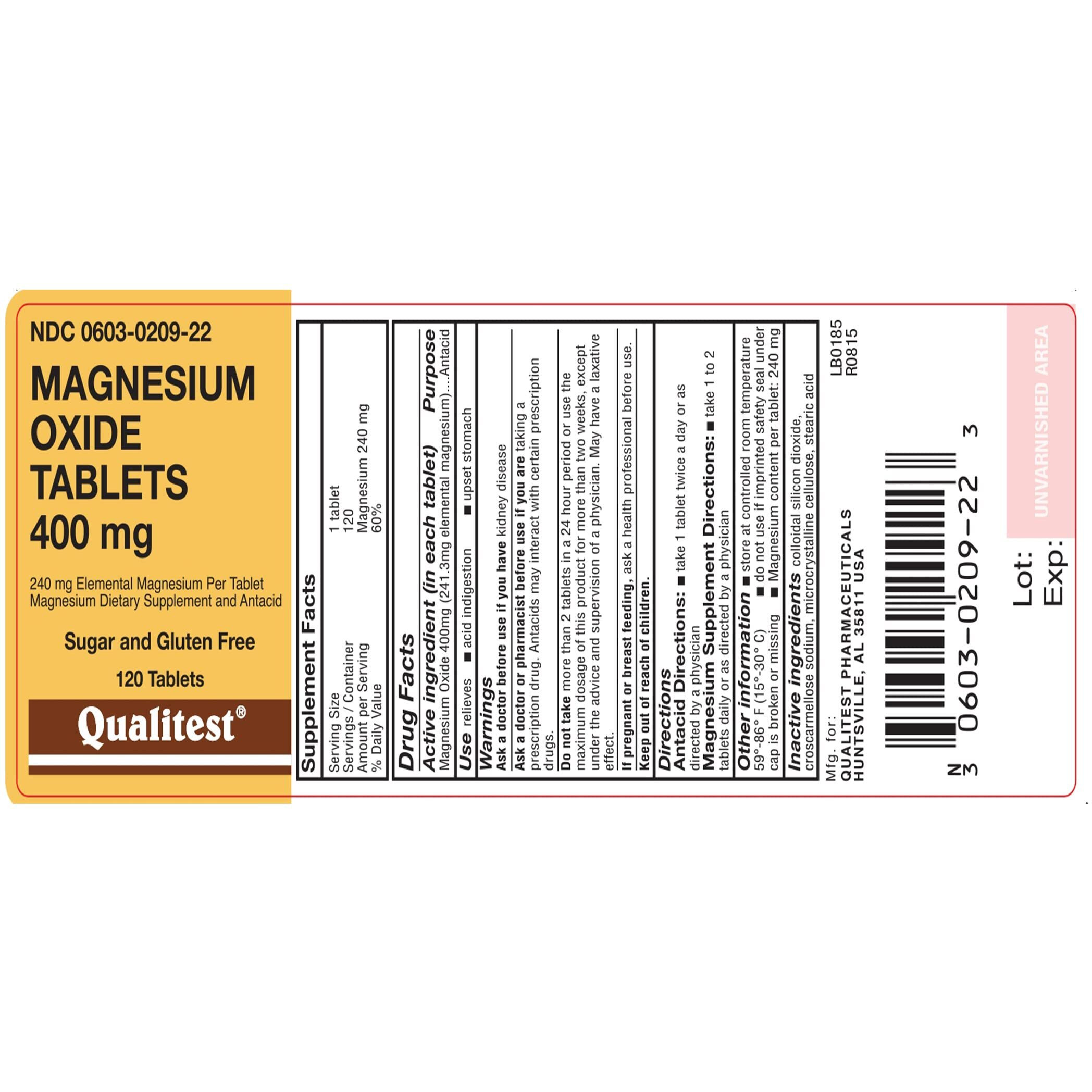 Qualitest Magnesium Oxide Tablets, 420 Mg, 100 Count (2)