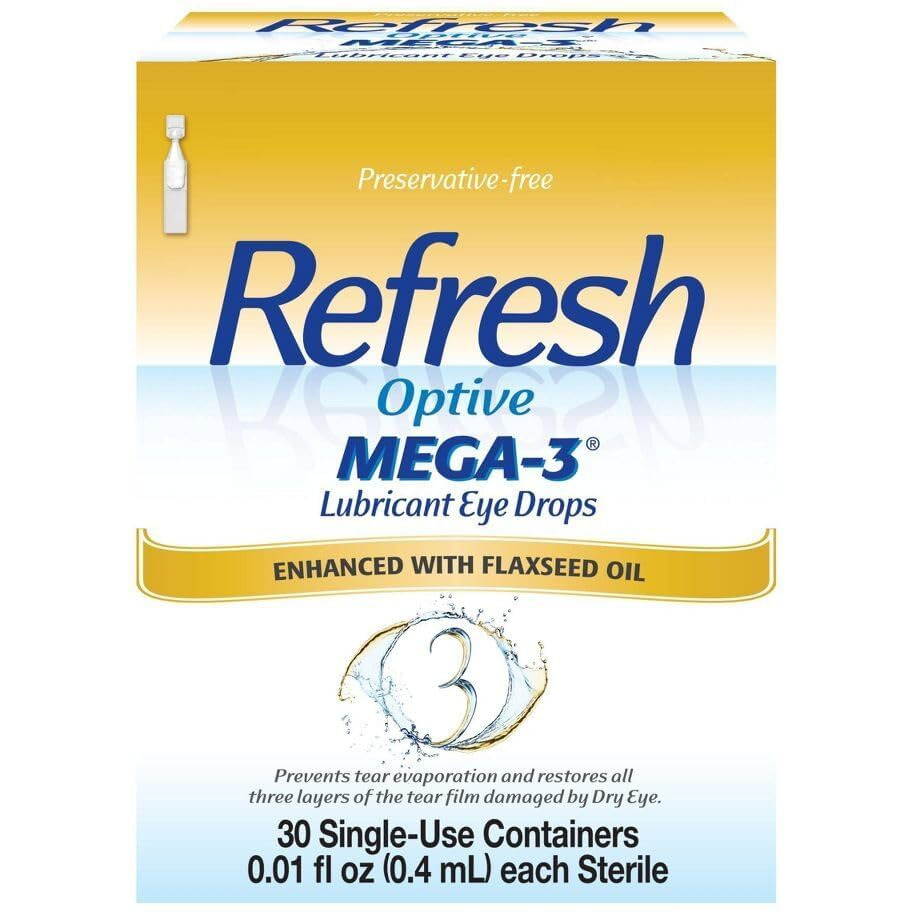 Refresh Optive Mega-3 Lubricant Eye Drops, 30 Single (Pack of 2)