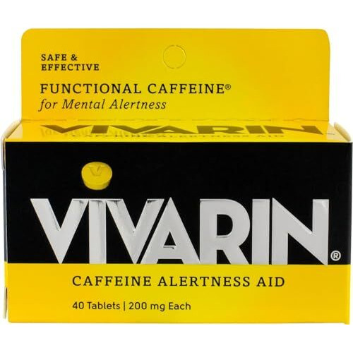 Vivarin Caffeine Alertness Aid, 200mg Tablets, 40 Count, Functional Caffeine for Mental Alertness, Same Caffeine as a Cup of Coffee - 2 Count