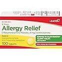 Leader 4 Hour Allergy Relief, Chlorpheniramine Maleate Tablets, Antihistamine, 4 mg, 100 Count, Pack of 4
