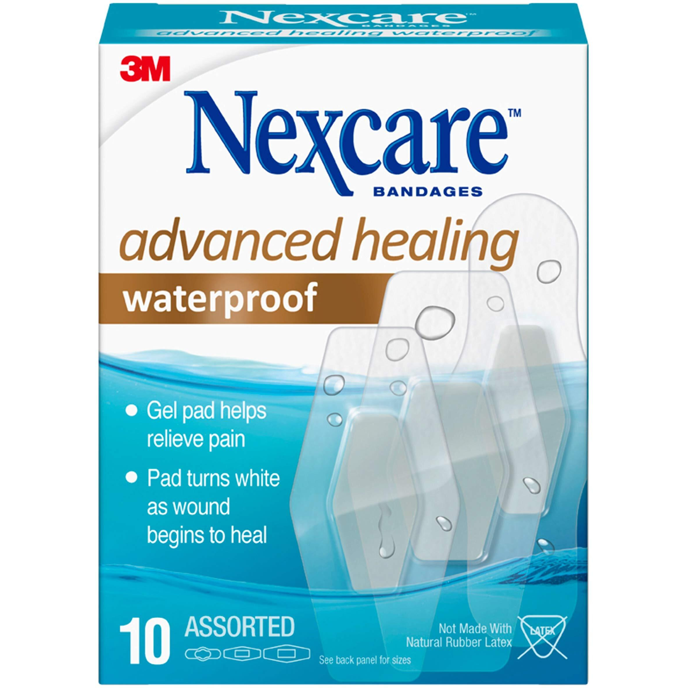 Nexcare Advanced Healing Waterproof Bandages, Assorted Sizes, 10 Count