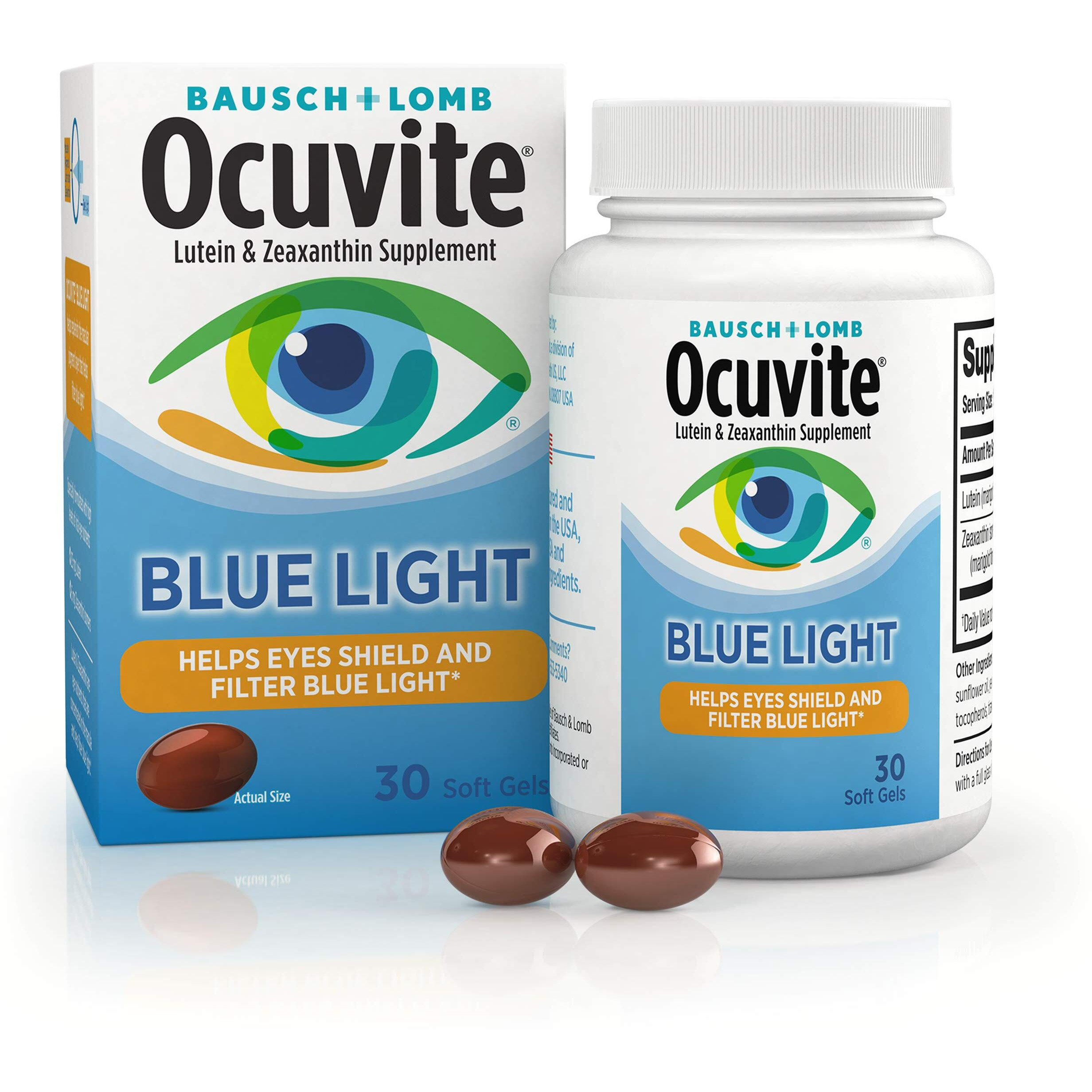 Ocuvite Blue Light Lutein 25mg Lutein & Zeaxanthin Supplement, by Bausch + Lomb, 30 Softgels (Packaging May Vary)