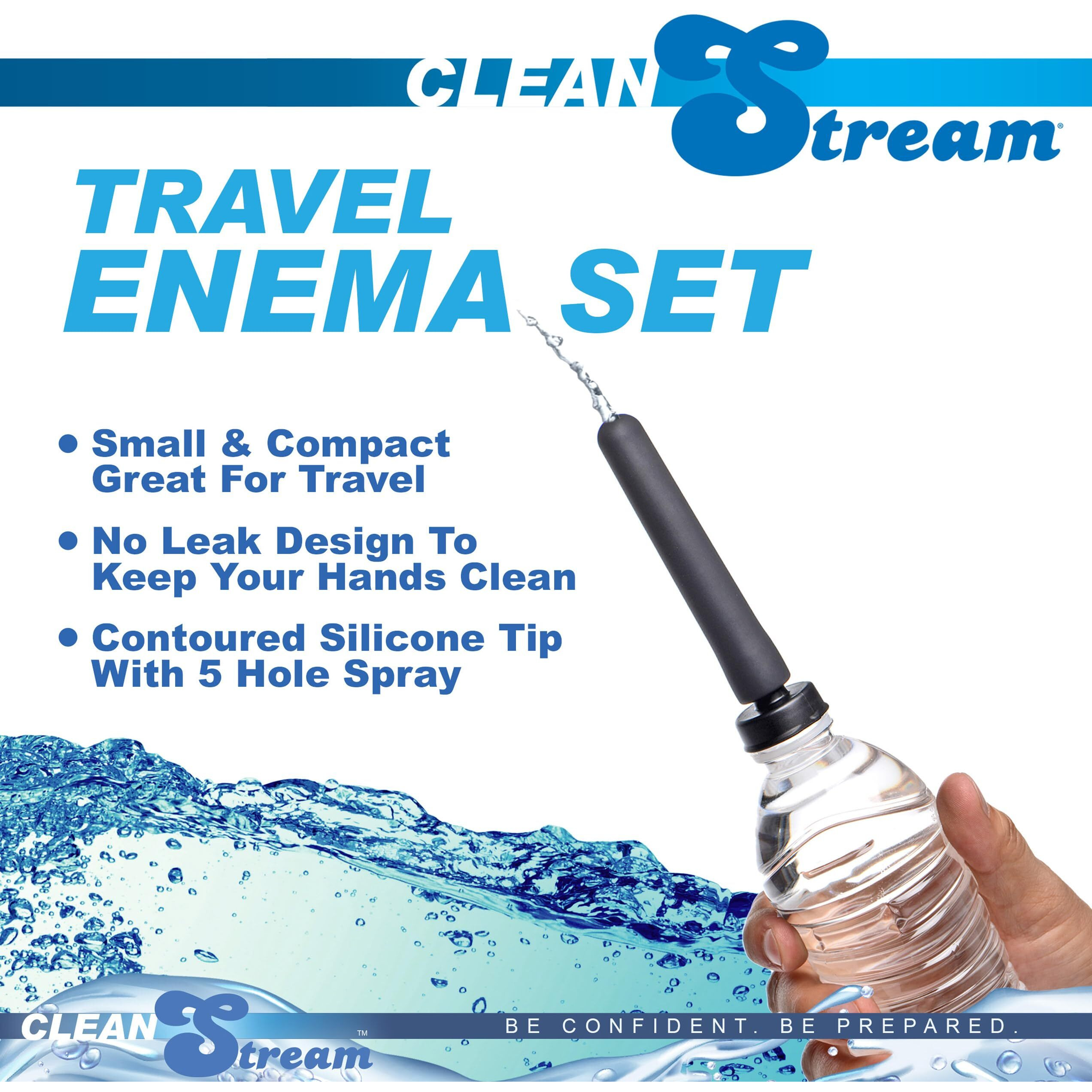 CLEANSTREAM TRAVEL ENEMA SET 5 PC WATER BOTTLE ADAPTER KIT