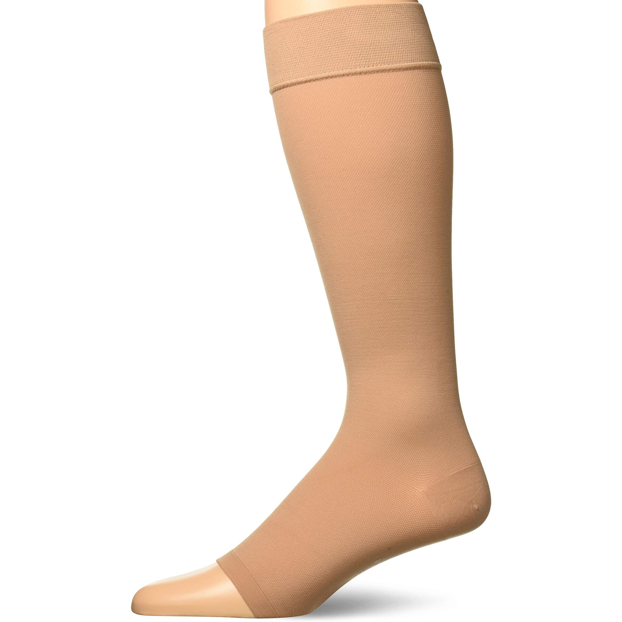 FUTURO Open Toe Knee Length Stockings for Men & Women, Medium, Beige, Firm (20-30 mm/Hg)