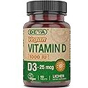 DEVA Vegan Vitamin D3 Supplement - Once-Per-Day Tablet with 1000 IU - Cholecalciferol - Lichen Plant Derived - 90 Small Tablets