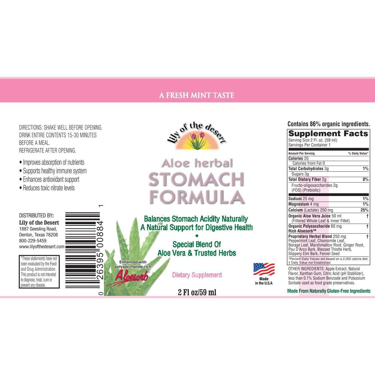 LILY OF THE DESERT, STOMACH FORMULA SHOT 2 FZ