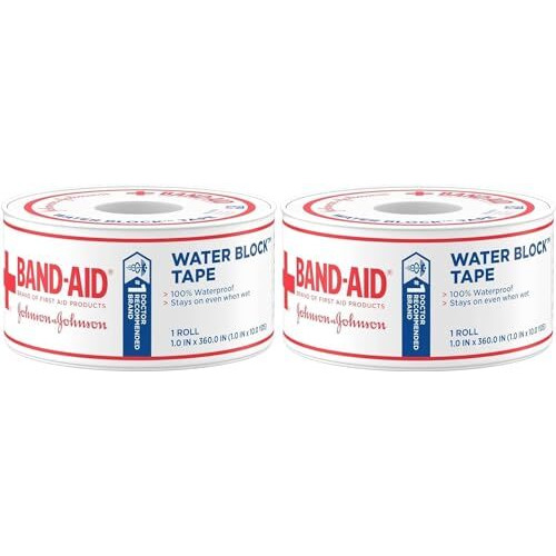 Band-Aid Heavy Duty Waterproof Tape 1 Inch x 10 Yards, Pack of 2