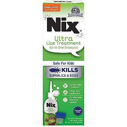 Nix Ultra Superlice Treatment, All-in-One Shampoo, 4 Fl Oz & Lice Removal Comb