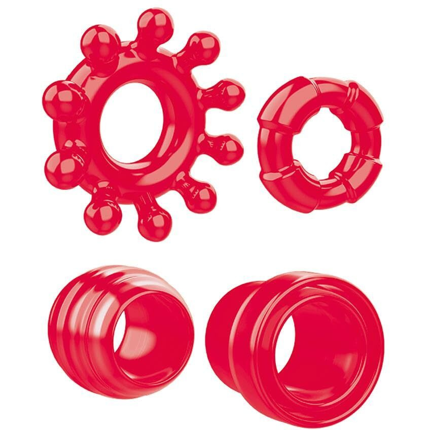 Ring The Alarm Red Cock Ring Set 4 Pack(D0102H50KVW.)