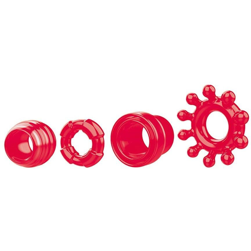 Ring The Alarm Red Cock Ring Set 4 Pack(D0102H50KVW.)