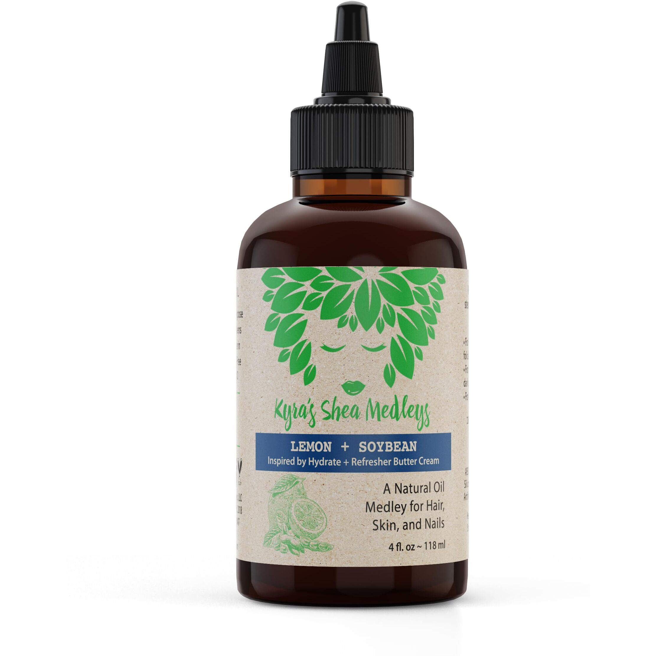 Multiuse Lemon + Soybean Oil Medley for Face, Body, and Hair - Natural Soya Bean Oil, Shea Nut Oil, Lemon Essential Oil, and Vitamin E - Seals in Moisture for Dry Skin, Scalp, & Nails - 4 oz