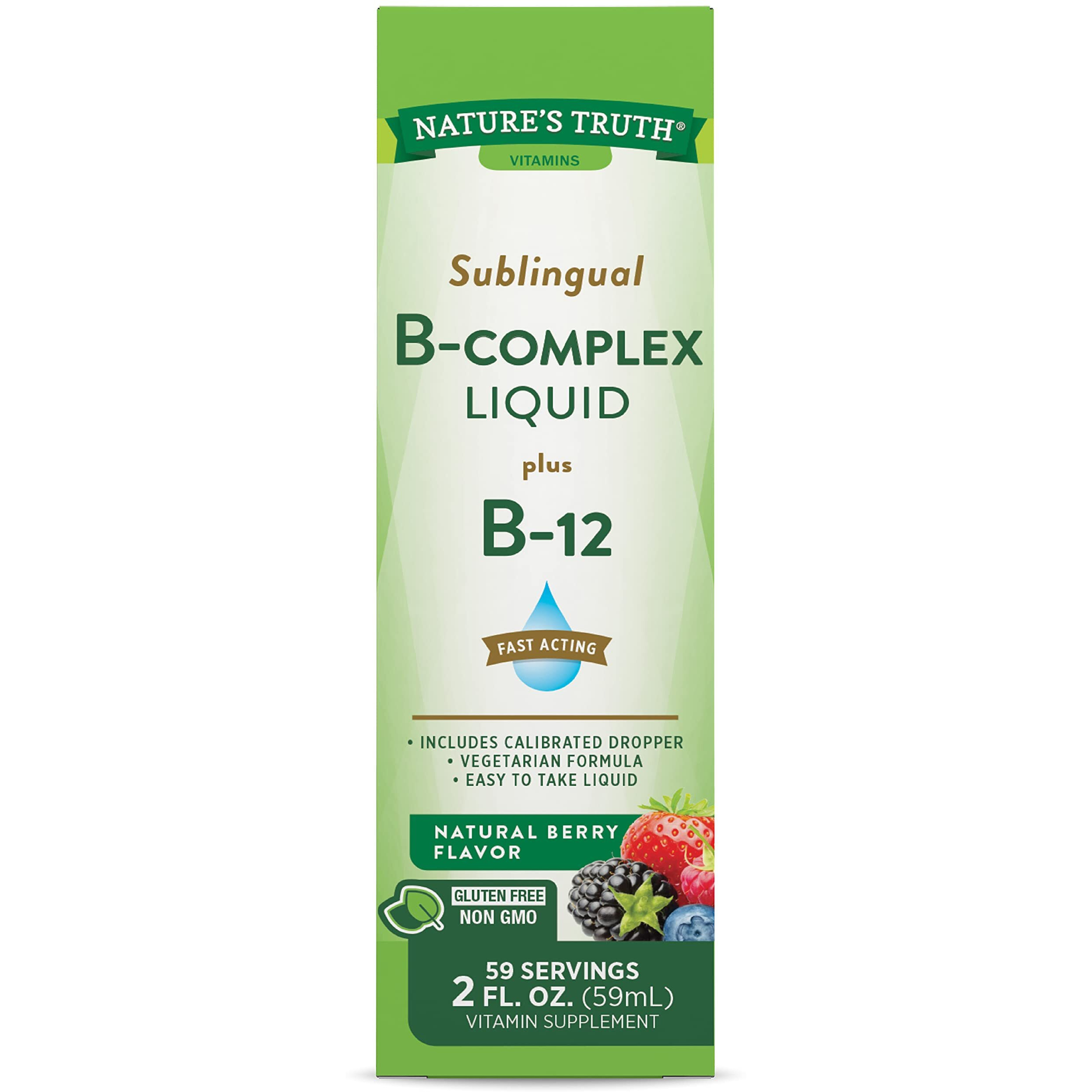 Nature's Truth Vitamin B Complex Sublingual Liquid | 2oz | Natural Berry Flavor | Vegetarian, Non-GMO & Gluten Free