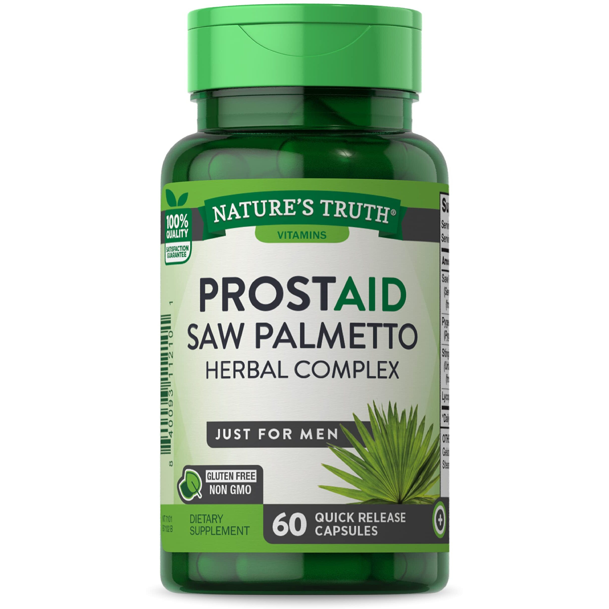 Nature's Truth Prostate Support Supplement | 60 Capsules | Saw Palmetto Herbal Complex | Non-GMO and Gluten Free Prostaid