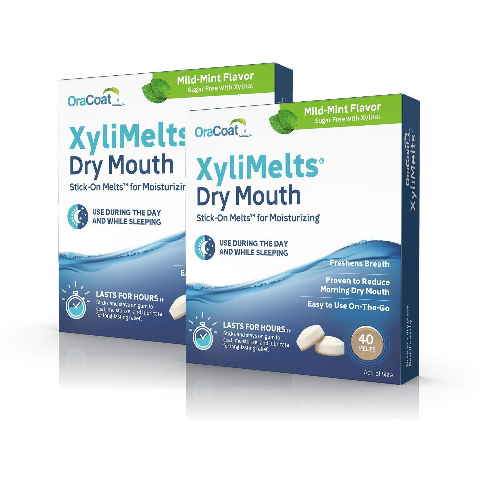 Oracoat Xylimelts Oral adhering Discs, Mild Mint, 40 Count, Pack of 2