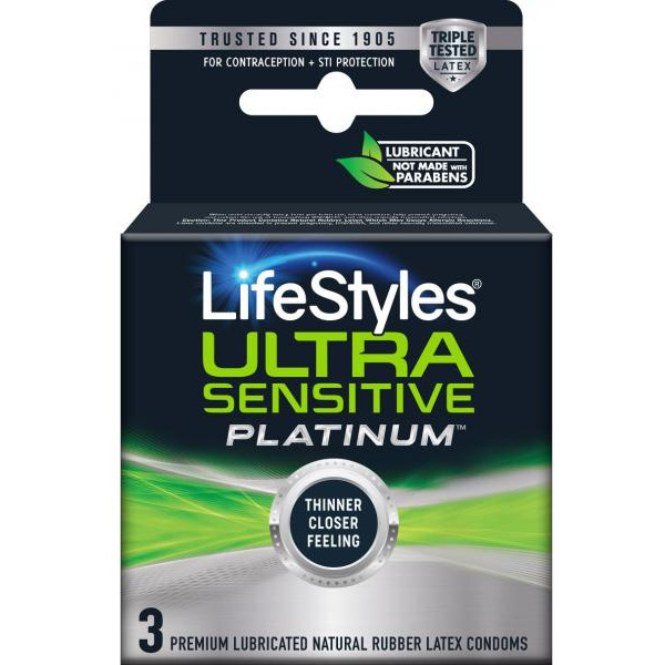 Lifestyles Ultra Sensitive Platinum Latex Condoms Pack Of 3(D0102H50Y1Y.)