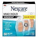 Nexcare Max Hold Waterproof Bandages, Stays On for 48 Hours, Flexible Bandages for Fingers, Knees and Heels - 60 Pack Clear Waterproof Bandages, 60 count (Pack of 1)