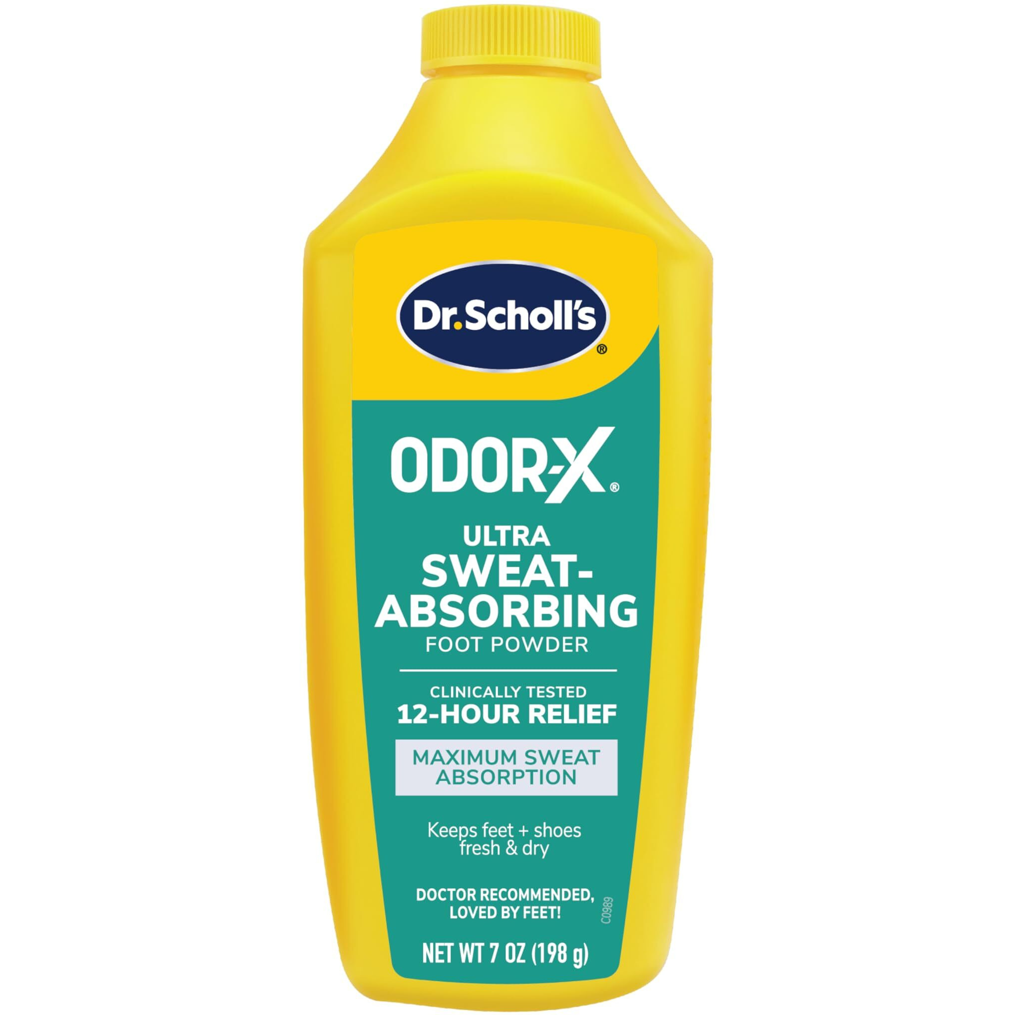 Dr. Scholl's ULTRA-SWEAT ABSORBING FOOT POWDER, 7 oz // Maximum Sweat Absorption - Clinically Tested 12-Hour Relief - Keeps Feet Fresh & Dry
