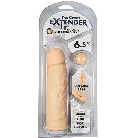 THE GREAT EXTENDER 1ST SILICONE VIBRATING SLEEVE 6.5 IN FLESH