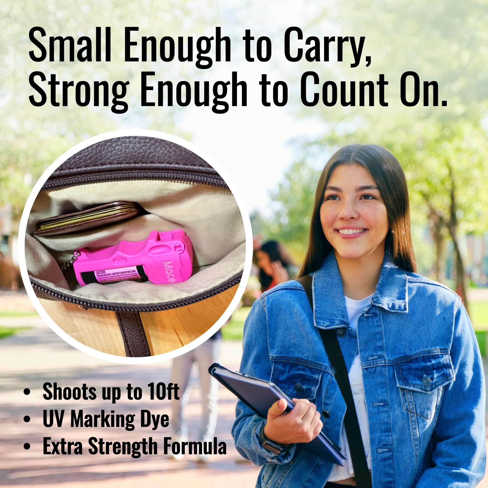 Mace Brand Pocket Pepper Spray (Neon Pink) - Accurate 10 Powerful Pepper Spray with Flip Top Safety Cap, Leaves UV Dye on Skin - Great for Self-Defense