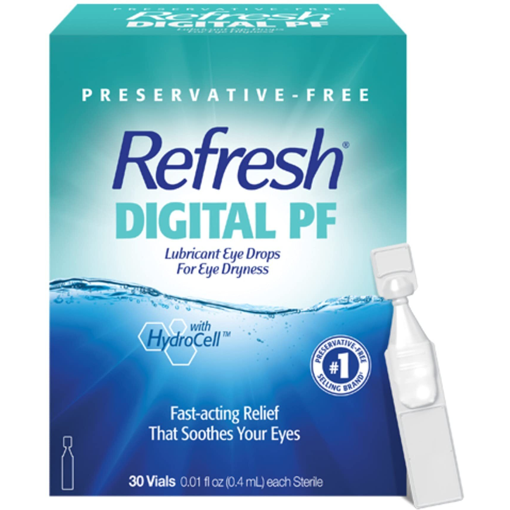 Refresh Digital PF Lubricant Eye Drops, Preservative-Free, 0.01 Fl Oz Single-Use Containers, 30 Count (Pack of 1)
