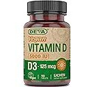 DEVA Vitamin D3 5000 IU, Sunshine Supplement, 125 mcg of Vegan D3, 90-Count Bottle