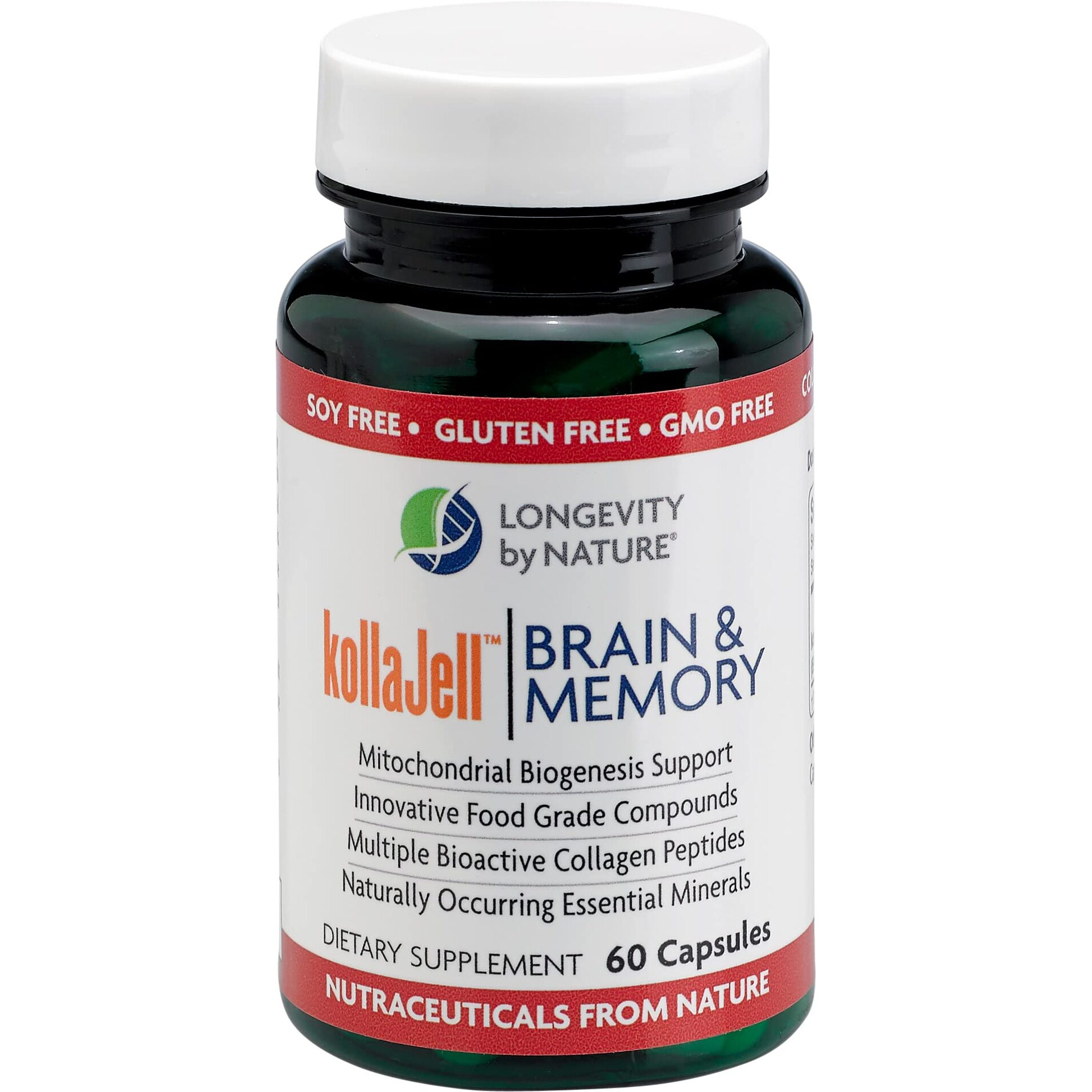 Longevity by Nature KollaJell 1000 mg - Enhance Focus and Memory Support, 60 Capsules Dietary Supplement