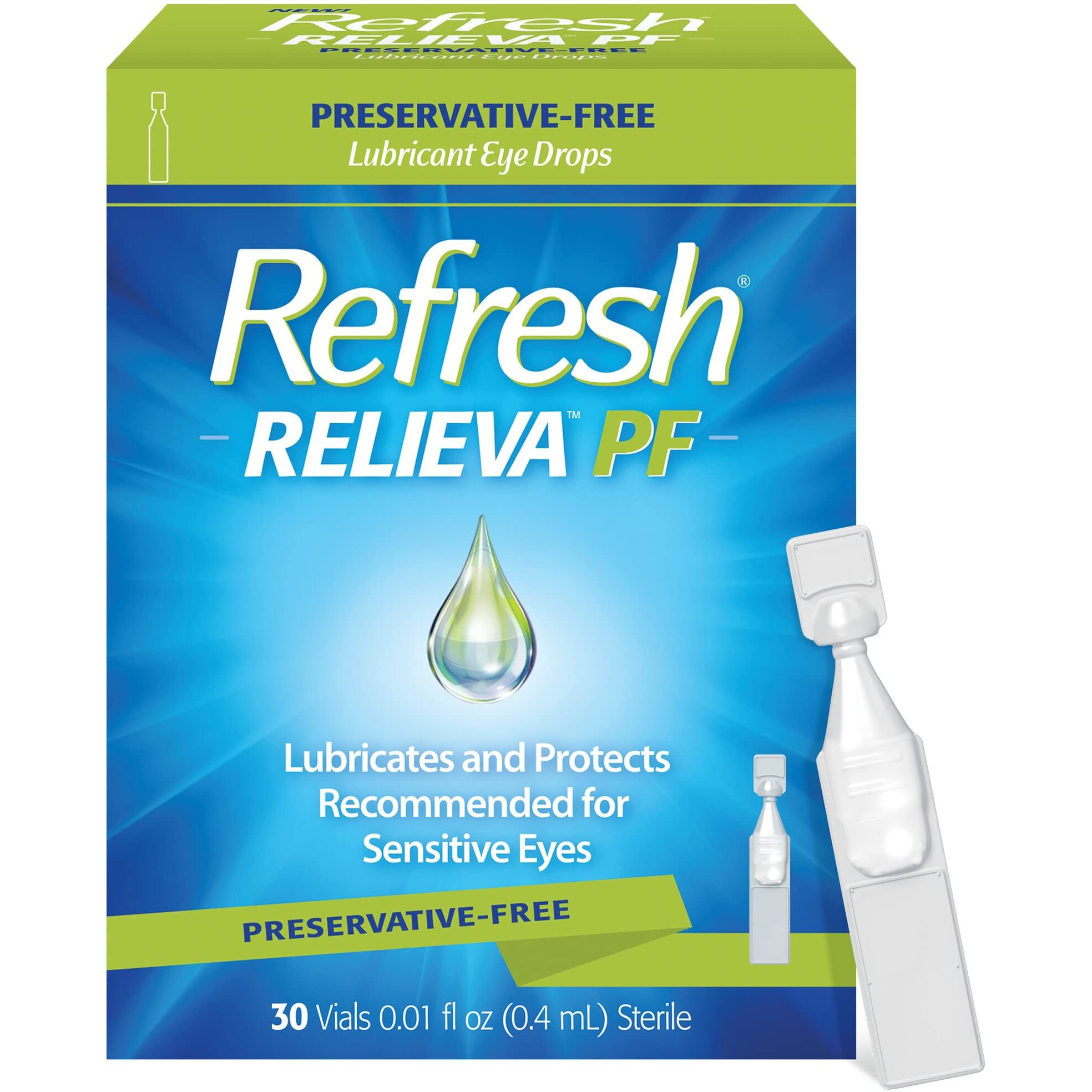 Refresh Relieva PF Lubricant Eye Drops, Preservative-Free, 0.01 Fl Oz Single-Use Containers, 30 Count
