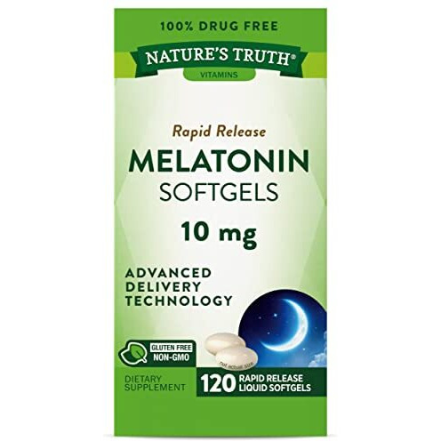 Nature's Truth Melatonin 10mg | Quick Release Softgel Capsules | 120 Count | Non-GMO & Gluten Free Supplement