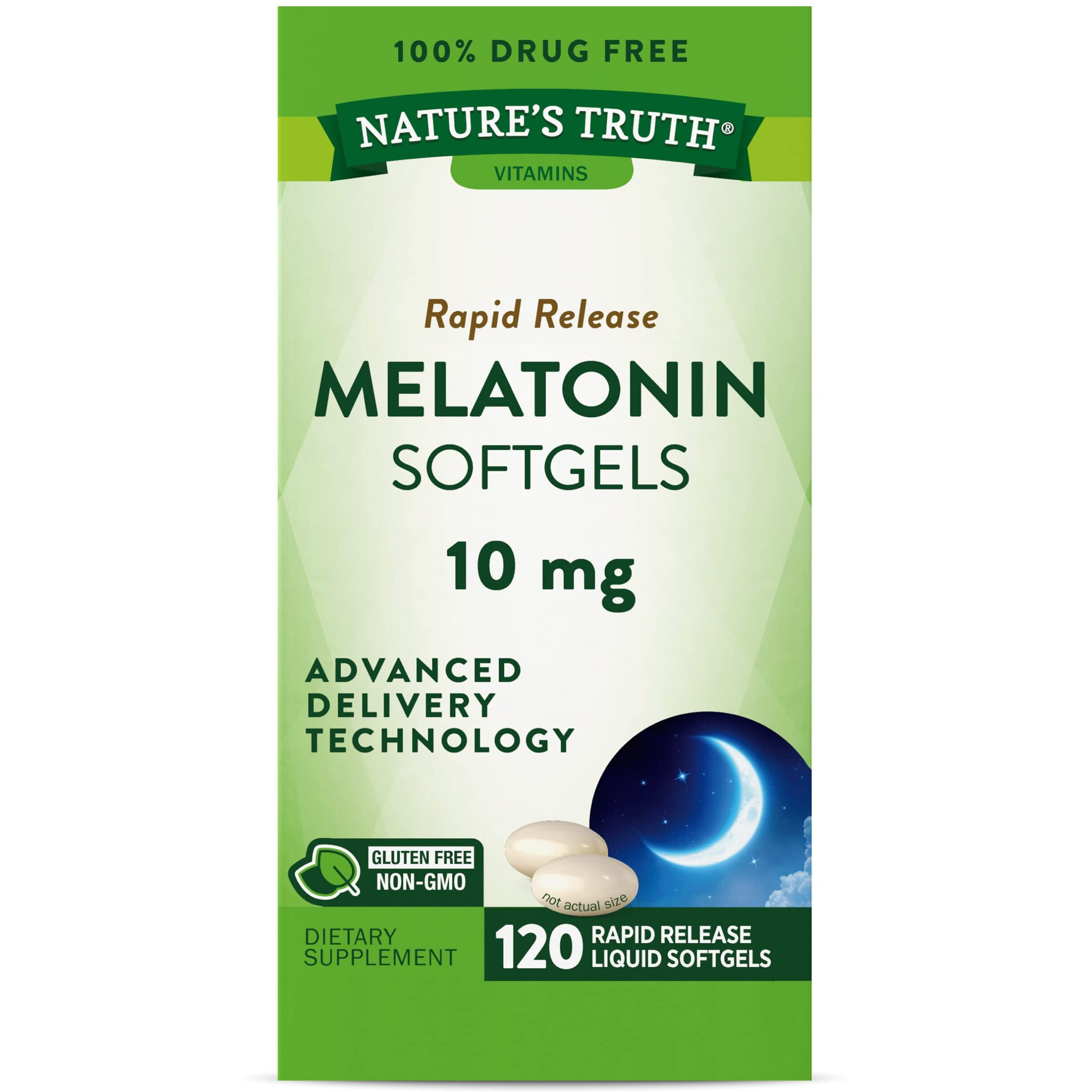 Nature's Truth Melatonin 10mg | Quick Release Softgel Capsules | 120 Count | Non-GMO & Gluten Free Supplement