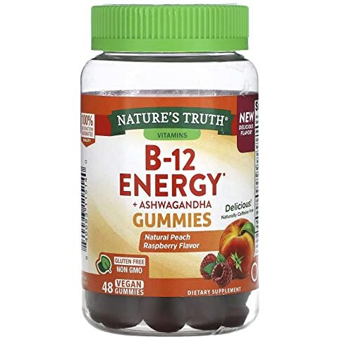 B-Energized Energy Gummies | 48 Count | with B-Vitamins, L-Carnitine & Ashwagandha | Vegan, Non-GMO & Gluten Free Supplement | by Nature's Truth