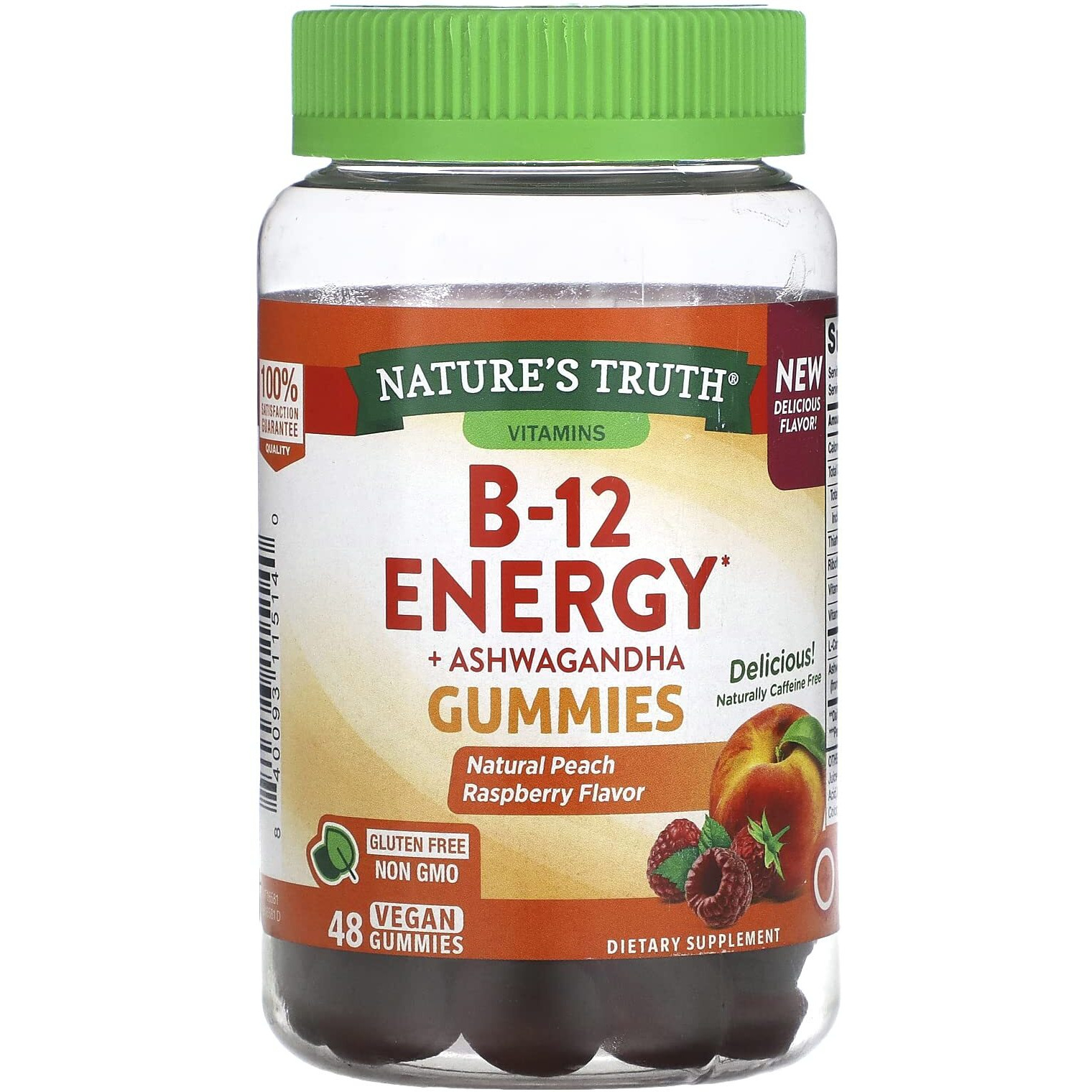B-Energized Energy Gummies | 48 Count | with B-Vitamins, L-Carnitine & Ashwagandha | Vegan, Non-GMO & Gluten Free Supplement | by Nature's Truth
