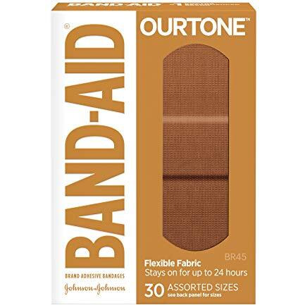 Band-Aid Brand Ourtone Flexible Fabric Adhesive Bandages Flexible Protection Care of Minor Cuts Scrapes QuiltAid Pad for Painful Wounds Assorted Sizes, Br45, 30 Count