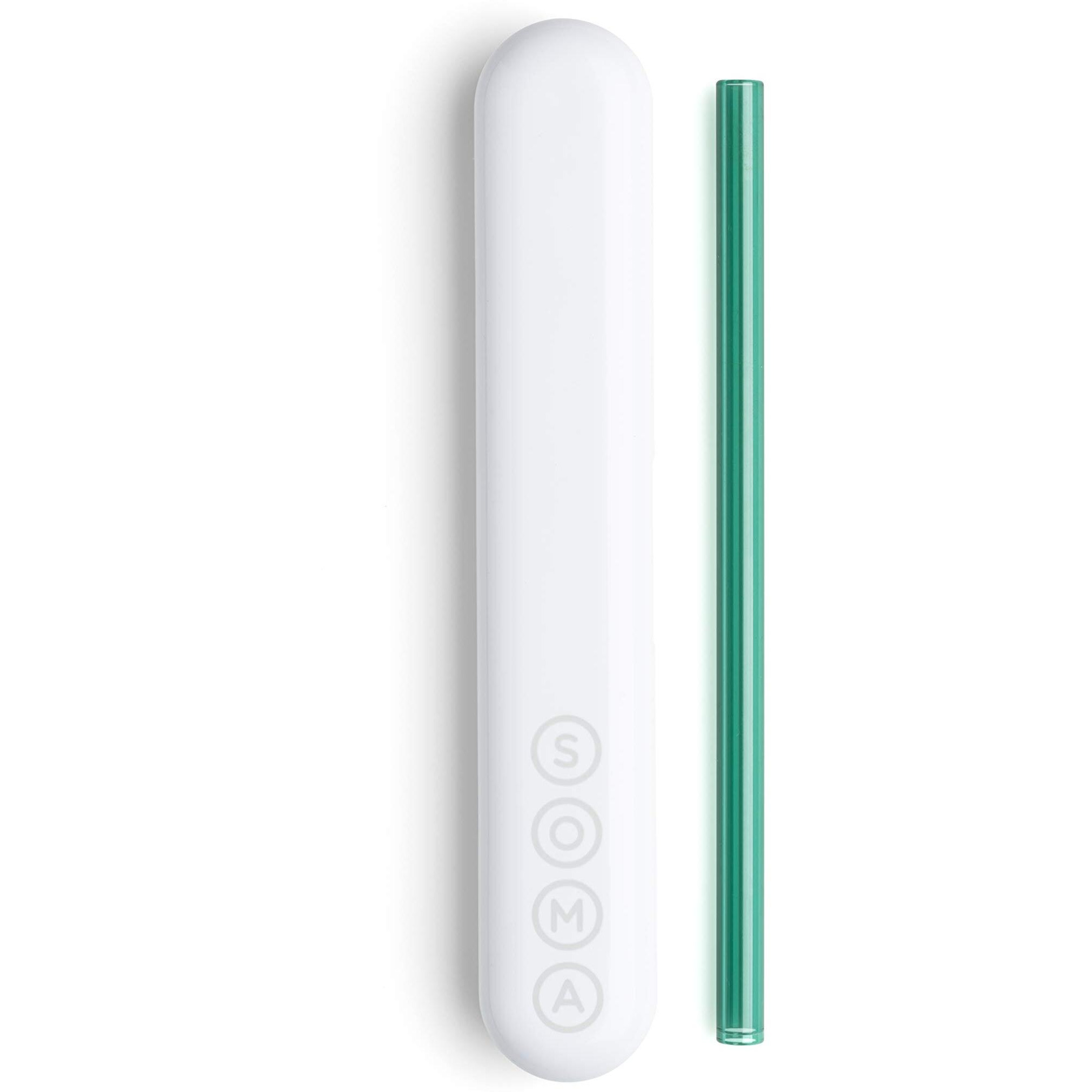 SOMA Glass Straw with Silicone Lined Travel Case and Cleaning Tool, 8-inch, Teal (501-13-01)